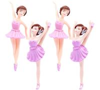 4 pièces Statue de Ballerine Pourpre en PVC, Décoration de Gâteau et | Finition Brillante, Résistante aux Couleurs, pour Garçon Fille et Passionnés, sur Cupcakes, Terrariums, Mariages