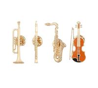 4 Pièces Styles Vintage Broches Émaillées De Guitare En Alliage D'Acier Poli Cadeaux 'Amoureux Musique Pour Manteau Pull Décoration Collection Broches 'Instruments