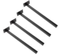 4 Pièces Support D’étagère Dissimulé en Acier Inoxydable Noir | Quincaillerie Incluse, Outils et Notice Fournis, Style Moderne, pour Planches Bois Cuisine