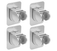 4 Pièces Support de Pommeau Perçage en Aluminium, Argenté | Fixation Adhésive Forte, Maintien Stable du Flexible, Usage Salle de Bain Domestique, Léger et Abs Couleur Aléatoire