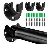 4 pièces Support de Tringle à Rideaux en Forme de U, Support de Tringle à Penderie en Acier Inoxydable, Support de poteau de placard, Pour cuisine, salle de bains, armoire, fenêtre(25mm, Noir).