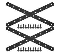 4 Pièces Support Droit Plat en Acier Inoxydable Noir pour Meubles | Plaque de Réparation, Vis Incluses, Compatible Panneaux Standard, Usage Longue Durée, Finition Lisse