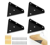 4 Pièces Support Etagere Triangle, Supports de Fixation Murale en Fer, Supports D'étagère Flottant en Fer, Support Etagere Invisible, Avec 16 vis pour Déco Salon, Chambre, Salle de Bain (80x100mm)