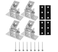 4 Pièces Support Réglable pour Panneau Solaire, Kit 4 Pieds Avant | Inclinaison Ajustable, Pose DIY sur Bois ou Toit, Patins Caoutchouc et Vis Inclus, pour Installations Autonomes