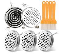 4 Pièces Support Serpentin Anti Moustique Support Bobine Moustique Porte Encens Spirale Portatif avec 4 Brosses pour Maison, Jardin, Camping, Les Voyages