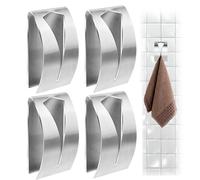 4 Pièces Support Torchon Cuisine, Porte-torchons en Acier Inoxydable | Adhésif Mural Patère, Crochet Serviette Métal Autocollant pour Cuisine, Bain