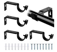 4 Pièces Support Tringle Rideaux Noir, Supports pour Tringles à Rideaux Ø20-25mm, Support Barre Rideau avec Vis, Fixation Tringle Rideau pour Maison Bureau