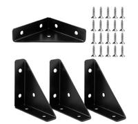 4 Pièces Supports d'Angle, Connecteurs d'Angle pour Meubles Supports d'Angle en Métal Support d'Étagère Triangulaire Support Fixation avec 20 Vis pour Bois Bureau Lits Tables Armoires