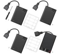 4 Pièces Supports de Piles 3x 1.5V AA avec Couvercle et Interrupteur On/Off, KUOQIY 4.5V Plastique Support de Batterie Coque avec Prise Femelle USB, avec Batterie Boîte de Rangement