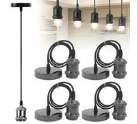 4 Pièces Suspension Luminaire Vintage und Support de Lampe E27, Douille Ampoule avec Câble, Suspension Luminaire avec Câble, Luminaire Suspension avec Câble Pendule 100cm pour éclairage