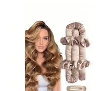 4 pièces Système de boucles sans chaleur en satin 3-en-1, avec bandeau réglable et accessoire de pince, construction en soie mûrier et satin haut de gamme, sac de rangement en velours de luxe, technol