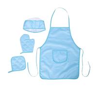 4 Pièces Tablier Cuisine en Tissu, Ensemble de Jeu Chapeau | Protection Complète, Motifs Colorés et Style Mignon, pour Peinture Cuisine Imaginaire, Moufles et Serviette
