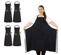 4 Pièces Tabliers de Cuisine Grande Taille Étanche avec 2 poches, Tablier Noir Unisexe Réglable pour Hommes et Femmes, Tablier Professionnel pour Barbecue,Restaurant,Café,Jardinage,Serveurs,école