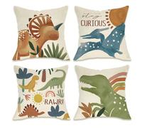 4 pièces taie d'oreiller décorative Fahrendom Boho Dinosaur Rawr, bohème, dinosaure, gardez la curiosité, porche, terrasse, extérieur, taie d'oreiller, canapé, tapisserie d'ameublement, décoration d'i