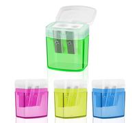 4 Pièces Taille-Crayon, Taille Crayon avec Reservoir en Plastique, Double Trou Manuel Taille Crayon, Taille Crayon Enfant Portable pour Étudiants, École, Maison, Fournitures de Bureau (4 Colour)