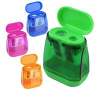 4 Pièces Taille-crayon,Taille Crayon Double Trouc avec Reservoir en Plastique,pour Crayon épais et Fin,4 Couleurs