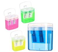 4 Pièces Taille Crayon,Taille Crayon Double Trouc avec Reservoir en Plastique,pour École,Famille,Fournitures de Bureau,4 Couleurs