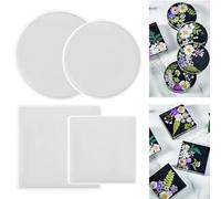 4 Pièces Tailles Différentes Moule Resine Dessous de Verre Coque de Moule en Silicone Blanc Resine Epoxy Silicone Adaptées Aux Thé Plateaux a Fruits Plateaux a Bijoux