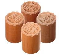 4 Pièces Tampon à Biscuits en Bois, Pâte et Dim Sum | Motif Traditionnel, Surface Polie sans Bavure, pour Pâtisserie Professionnelle, Hôtel et Fête -automne