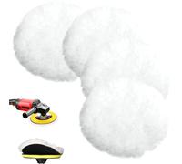 4 Pièces Tampon de Polissage en Laine, 125mm Tampon en Laines D'Agneau pour Ponçage et Cirage, Kit Polissage Voiture, Polissage Voiture Tampon de Polissage en Laine, pour Phares et Carrosserie