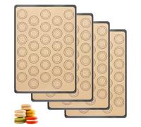 4 Pièces Tapis Macaron 42x29.5 cm Tapis de Cuisson Silicone pour Four | Sans BPA, Plaque Macarons Silicone, Tapi de Patisserie Antiadhésif pour Macarons, Biscuits, Pizza, Pain et Pâte