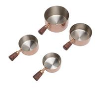 4 pièces tasse à mesurer en acier inoxydable, tasses tremper empilables avec cuillère à nourriture pour chien avec manche en bois court pour la cuisson du café, la