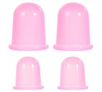 4 Pièces Tasse de Massage Portable en Silicone, Ventouse Manuelle | Contrôle du Vide à Main, Bord Lisse sans Bavure, Rainure Centrale, pour Dos et Cou