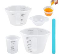 4 Pièces Tasses à Mesurer Silicone, 10ml/100ml/250ml/500ml Verre Doseur Silicone Resine Epoxy, Gobelet Doseur Silicone avec Double Gradué, Réutilisable Tasses en Silicone pour Résine pour Bricolage