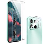 4 Pieces Tempered Glass For Honor X6c, [2+2 Pieces] Screen And Rear Camera Protector, 9h Hardness, Bubble-Free, Ultra Transparent, Anti-Scratch