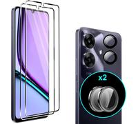 [4 Pieces Tempered Glass For Realme C61, [2+2] Pieces Screen And Rear Camera Protection, 9h Hardness, Bubble-Free, Hd Anti-Scratch Screen Protector