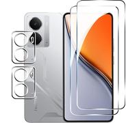 4 Pieces Tempered Glass For Realme P3 5g, [2+2 Pieces] Screen Protector And Rear Camera Protector, 9h Hardness, Bubble-Free, Ultra Clear, Anti-Scratch