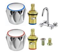 4 Pièces Tête a Disques Céramique Cartouches Universelles 20 Dents, 1/2" Cartouches Céramique Robinets de Rechange en Laiton, Tete de Robinet Disque Ceramique pour Maison Salle de Bain Chaud et Froid