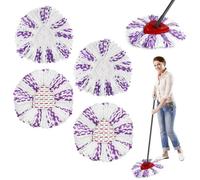 4 Pièces Tête de serpillière de Remplacement - AQSACOKIYA - Facile à remplacer pour Vileda Turbo 3 en 1 Spin Mop pour Tous Les Blanc