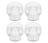 4 Pièces Têtes de Mort en Mousse pour Halloween Célébration | Blanc, Modèle Inachevé pour Peinture Diy, Léger et Éducatif, Décor Maison, Garçon et Filles Créatifs