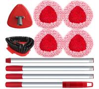 4 Pièces Têtes de Serpillière à Essorage pour Vileda Turbo, avec Recharge Chenille, 1 Brosse de Récurure à Poils Complets Upgrade, 1 Manche et 1 Base - pour Sols, Voitures, Camping-Cars