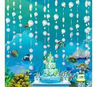 4 PièCes ThèMe Petite SirèNe Banderole Decoration Joyeux Anniversaire, Fond de Guirlandes de Bulles IriséEs pour La Remise des DiplôMes Mariage Disco Bachelorette DéCorations de FêTe