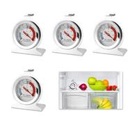 4 Pièces Thermomètre Congélateur, Thermometre Frigo en Acier Inoxydable pour Réfrigérateur et Congélateur, Plage de Température -30°C à 30°C / -20°F à 80°F, Cadran Large et Clair, Installation Facile