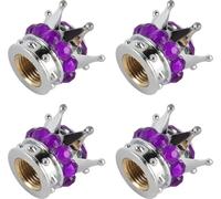 4 Pieces Tire Wheel Stem Valve Cover Caps Crown Diamond Style Universal for Cars Trucks Bicycles Purple