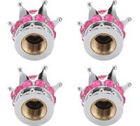 4 Pieces Tire Wheel Stem Valve Cover Caps Crown Diamond Style Universal for Cars Trucks Bicycles Rose Red