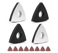 4 Pièces Triangle Patin de Ponçage, PARFCO 80mm Plateau de Ponçage Outil Multifonction, aver 8 Pièces Papier de Verre, pour Bois, Métal, Plastique Dur, Plâtre, Ponçage, Dérouillage