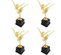 4 Pièces Trophée de Ballet en Plastique, Statuette Danseuse et gagnants | Base Stable Espace Nominatif, Finition Dorée Brillante, Décoration pour Spectacles, Fêtes, Élèves et Organisateurs
