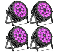 4 pièces UV+RGB 200W LED Par Projecteur, 18 led par projecteur lumière de scène lumière de fête RGB DMX512 5-en-1 éclairage par lumière disco pour scène DJ Party Show Bar Halloween Noël