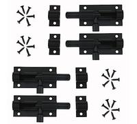 4 Pièces Verrou Targette de Porte, Loquet de Porte à Boulon Loquet Coulissant En Alliage D'aluminium Noir Loquet et Targette Avec Vis, pour Portail de Jardin, Cabanon, Fenêtres, Pièces Intérieures