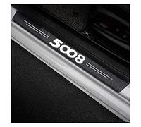 4 Pièces Voiture Fibre de Carbone Plinthes Autocollant, pour Peu-geot 5008 2009 2010-2019, Kick Plates Anti-Rayures Protecteur PéDale Seuil Porte,Car Style Intérieur Accessoires,Black
