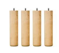 4 pieds de lit cylindriques 25 cm vernis naturel hêtre massif