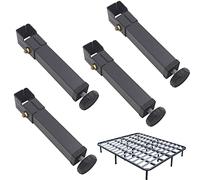 4 pieds de lit réglables, pieds carrés en tube de serrage, pieds de levage en fourrure métallique, accessoires de support fixes, pour armoire, table, avec vis, gris foncé (40 cm)