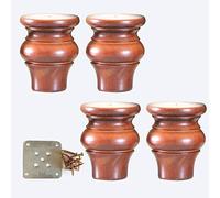 4 Pieds De Meuble en Bois,Chêne Foncé,Style Européen,Soutenir Jambes Sofa,Pieds De Table Texture Naturelle,Lit/Bureau/Table Basse,Stable/Sûr,Rejette Substances Nocives.,Walnut Color,6cm