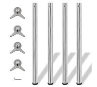 4 Pieds de table Chrome à hauteur réglable 870 mm