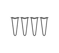 4 Pieds de Table en Epingle à Cheveux - 30,5cm - 2 Tiges - 10mm - Fini Noir