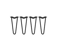 4 Pieds de Table en Epingle à Cheveux - 30,5cm - 2 Tiges - 12mm - Fini Noir